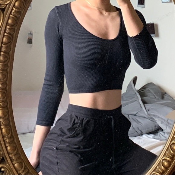 3/$25 Zara Ribbed Crop Top Long Sleeve - Picture 1 of 2